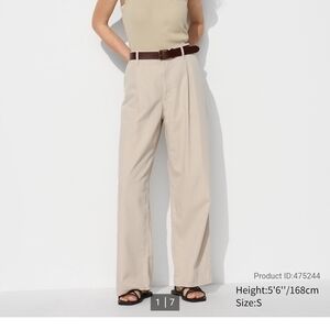 Uniqlo Women's Cream Wide-Leg Pants